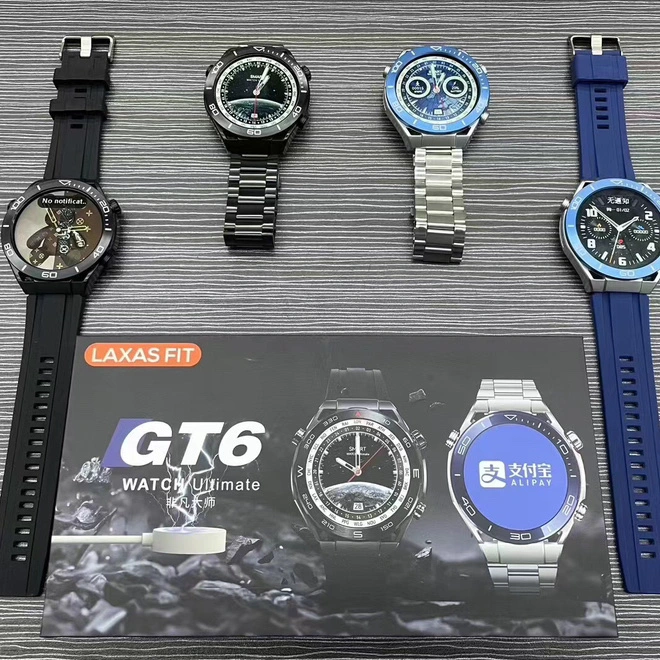 Hot Selling Fashion Laxas Fit GT6 SmartWatch para mulher homem inoxidável O Steel Sport pode usar Alipay