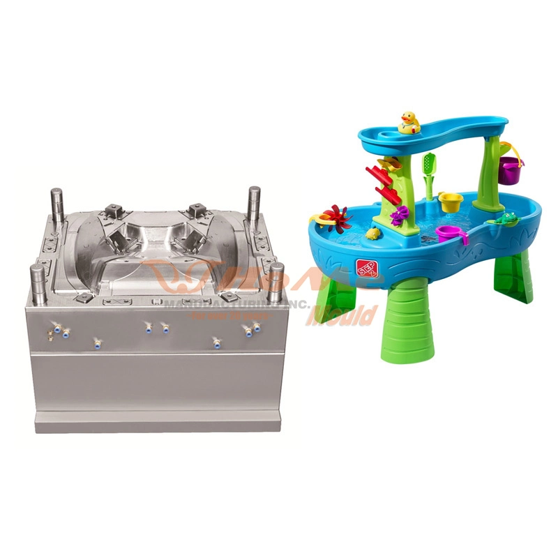 Hot Selling High Quality Plastic Triangle Table with Pocket Storing Toys Multifunction Building Blocks Desk Mould