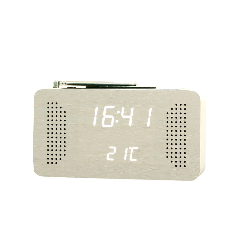 Mini pantalla Antique Radio de madera con reloj despertador LED