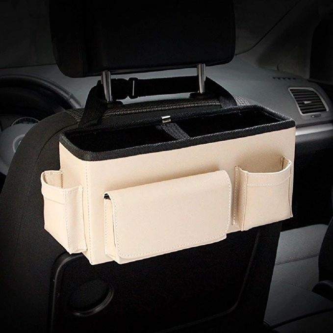 Fashion PU Leather Car Back Seat Organizer Storage Box for Travel