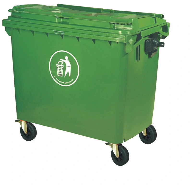 660L/1100L Large Outdoor Public Street HDPE 4 Wheel with Pedal Industrial Plastic Trash/Rubbish/Waste/Garbage