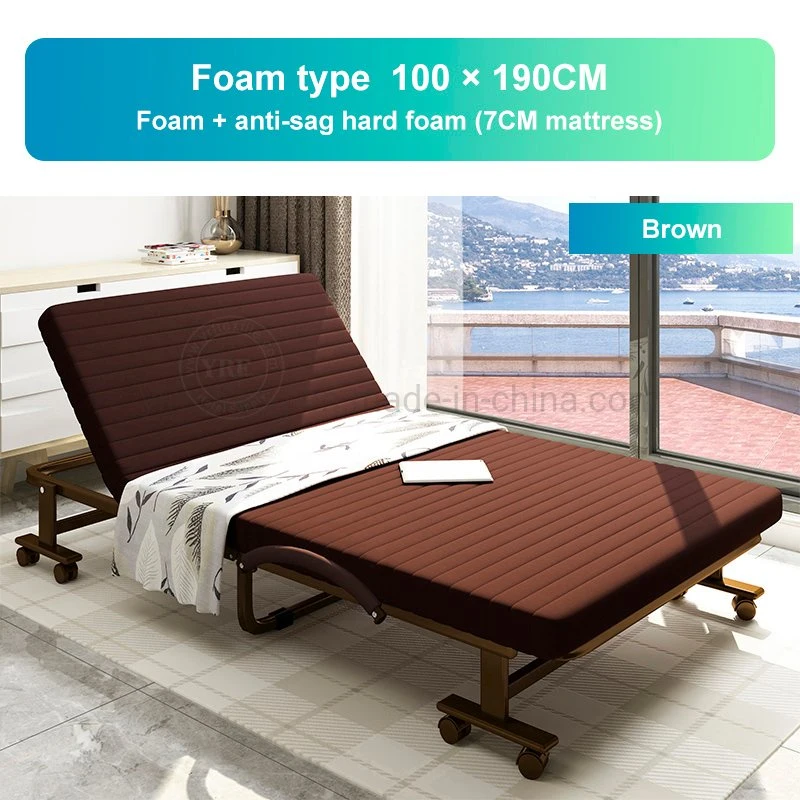 Comercio al por mayor cama plegable mobiliario ahorrar espacio en el marco de metal muebles con 2 Gira