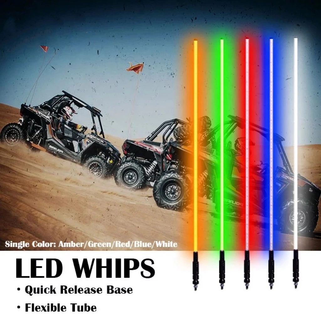 2FT 3FT 4FT 5FT 6FT LED Whip Light 4X4 LED Dancing Chasing Light Spiral APP Control off Road Antenna LED Lighted Whip for off Road ATV Trucks Boat