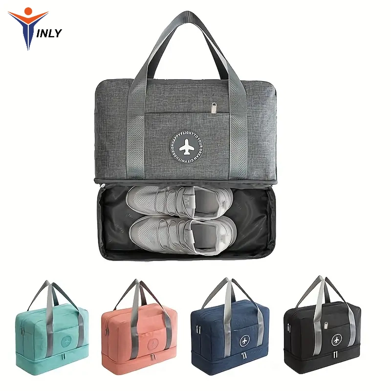 Large Capacity Luggage Bag Lightweight Sports Zipper Handbag Waterproof Travel Bag with Shoes Separation