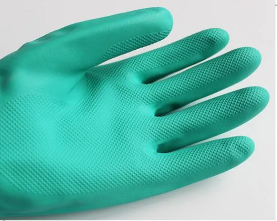 Oil Chemical Resistant Green Unlied Nitrile Industrial Gloves Safety Working Gloves