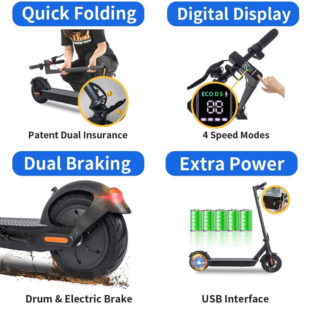 EU Us Warehouse Brushless Motor Portable Folding Electric Scooters for Dropshipping