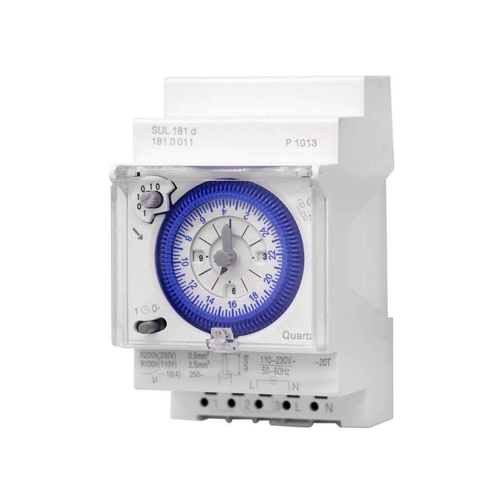 Sul181d Mechanical Timer 24 Hours Time Switch Relay Electrical Programmable Timer 24 Hour DIN Rail Timer Switch