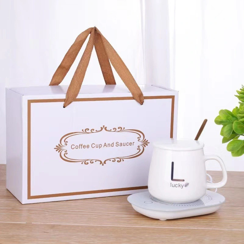 Factory Direct Sale Ceramic Thermostatic Cup 55 Degrees Heating Coasters Thermal Insulation Warm Cup Ceramic Coffee Cup Gift Box Can Be Printed Logo