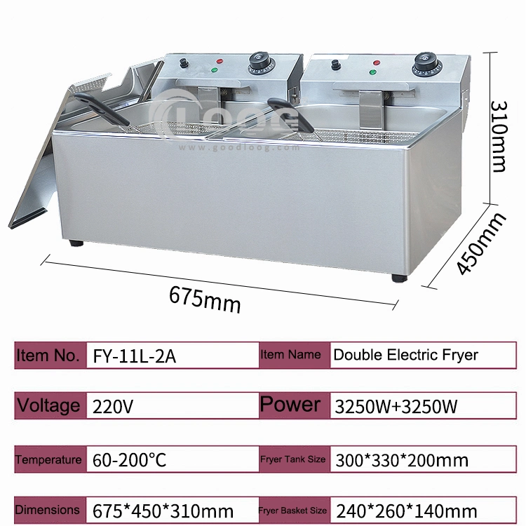 Goodloog Kitchen Equipment Countertop Removable Commercial French Fries Making Machine Electric Deep Fryer