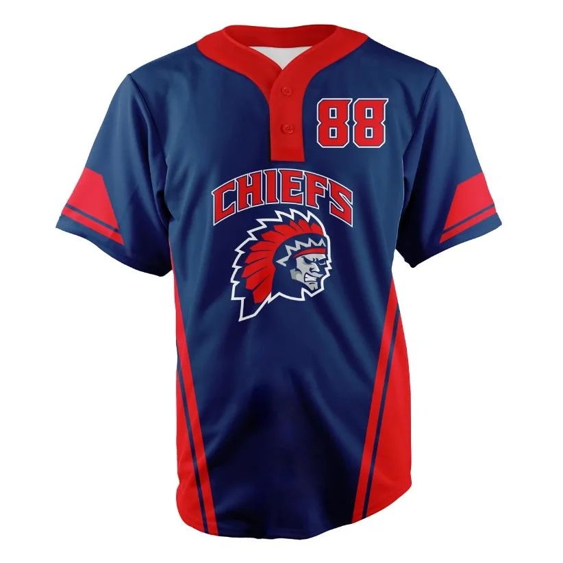 Two Button New Style OEM Custom Sublimation Mesh Baseball Jersey