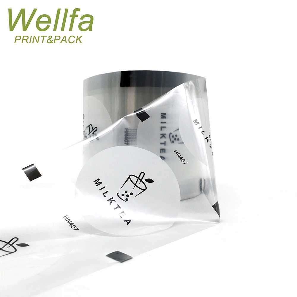 Fábrica Custom Logo flexible transparente PP PET PE Jelly Cup Embalaje rollo suave laminado Café burbuja té película de sellado plástico Película