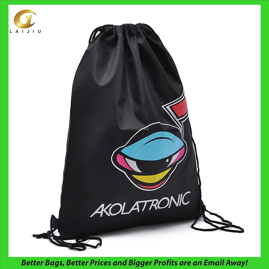 Custom Nylon Polyester Drawstring Promotional Sports Backpack Gym Bag Rucksack Cinch Bag Travel and School Storage Bag