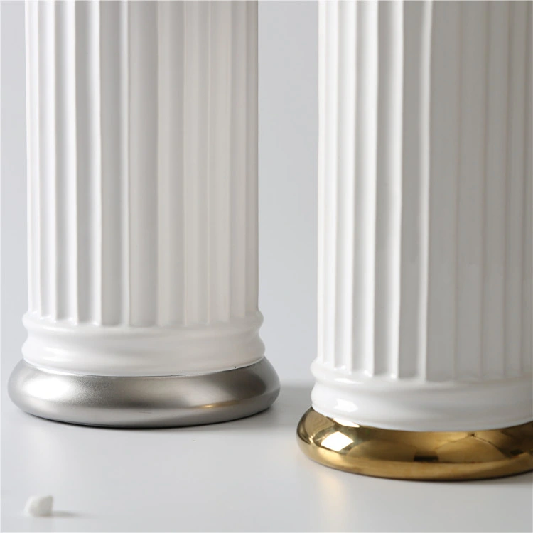 Elegance Matte White Wedding Porcelain Vases with Gold Silver Rim