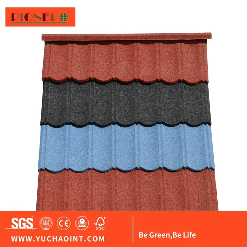 Azulejo de pedra 1340 * 420 * 0,4 mm Cor revestido a pedra Metal para telhado Tile Azulejo metálico revestido a cores