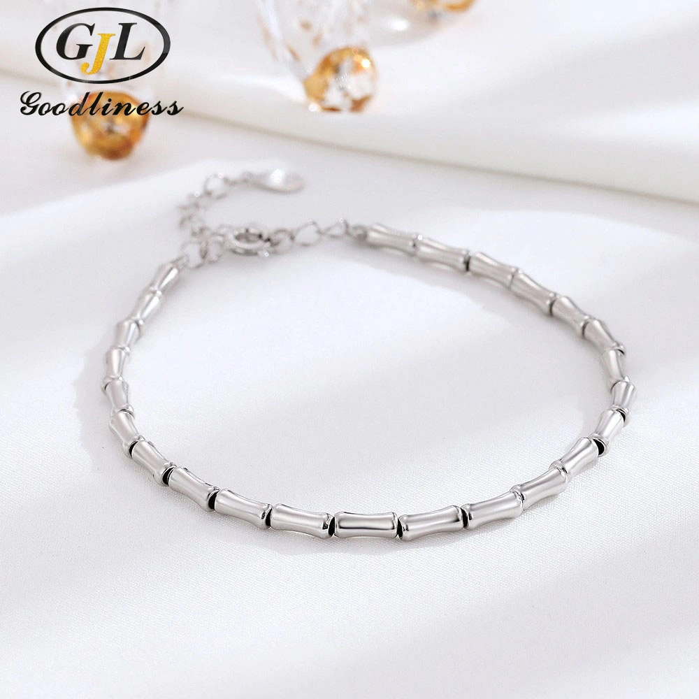 Fashion Sterling Silver Bamboo Joint Bracelets Bangles Silver Jewelry