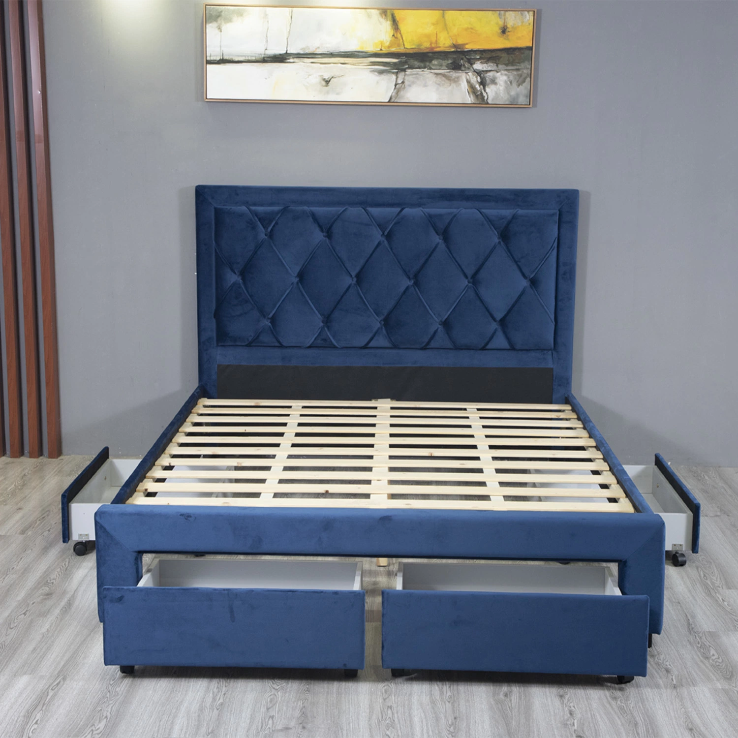 New Huayang Customized Bedroom Wooden Living Room Bed Furniture