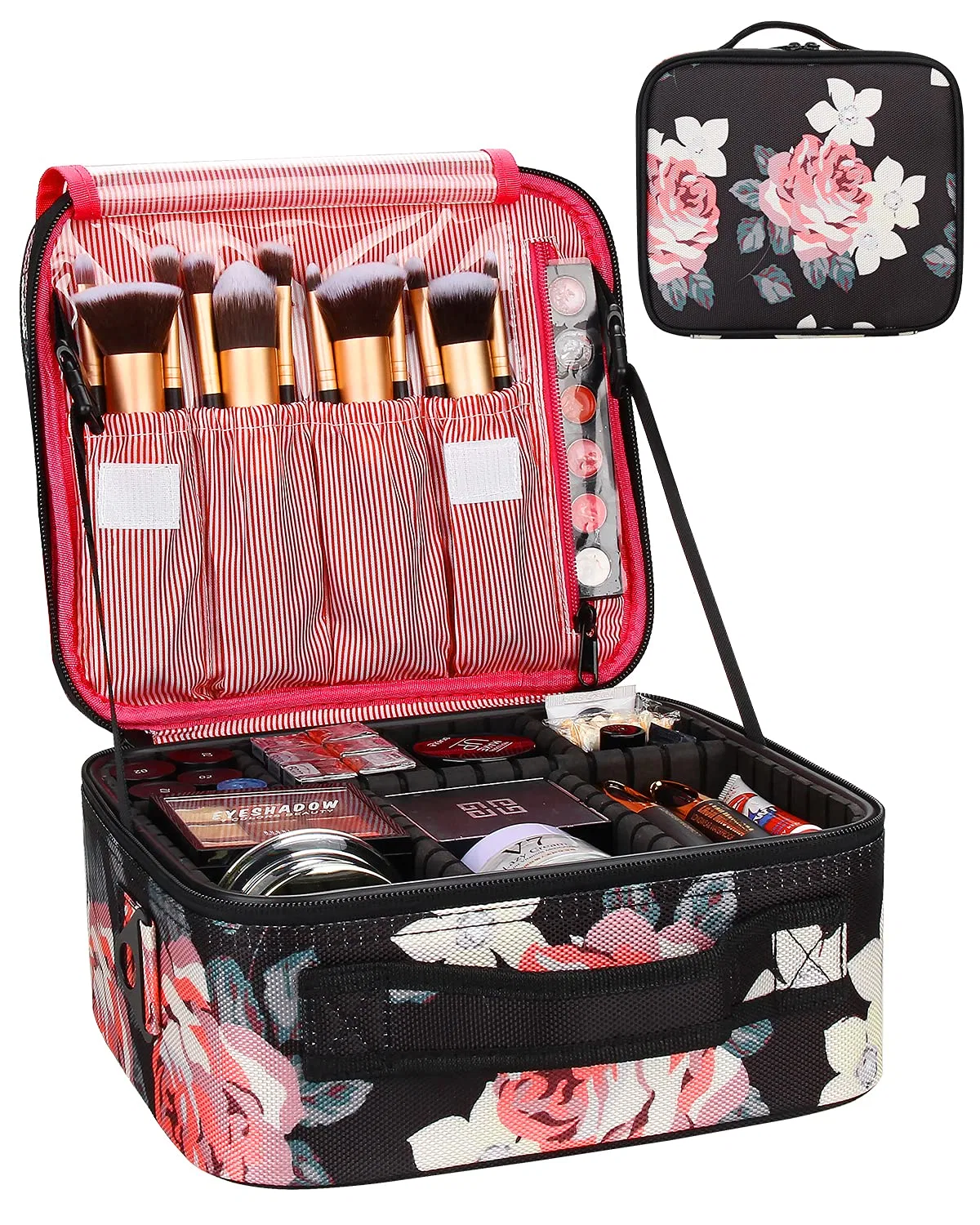 Travel Makeup Train Case Cosmetic Bag Organizer Portable Artist Storage Bag with Dividers