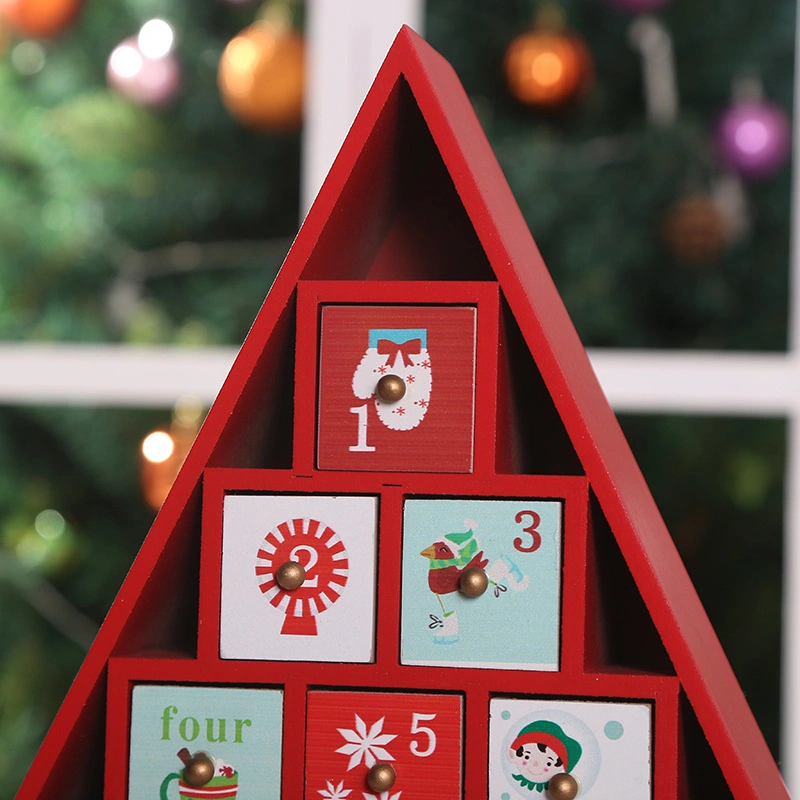 New Christmas Countdown Desktop Decoration Calendar Wooden Small Gifts