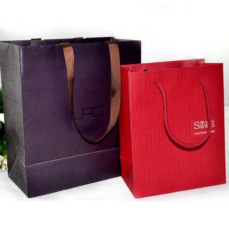 Personalizar el logotipo de marca de vino de lujo tiendas boutique bolsas de regalo de papel con asas