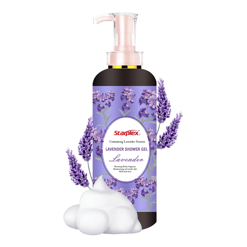 Custom Starplex Crema Hidratante Skin Whitening Lavanda exfoliante Liquid Body Wash Gel de ducha de lujo en el baño de burbujas