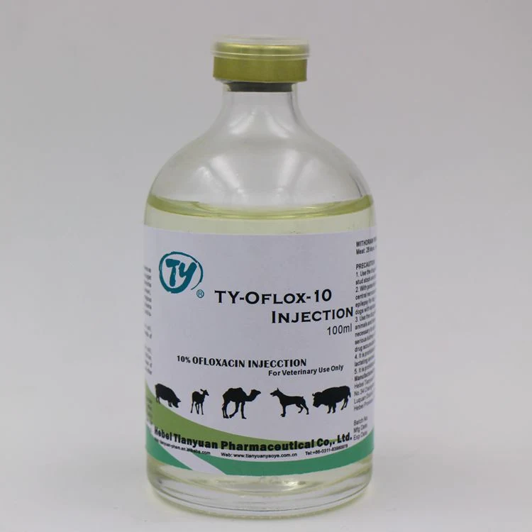 La Medicina Veterinaria de inyección de la ofloxacina 50ML 100ml para el animal antialérgico Anti-Inflammatory Agentes de la medicina veterinaria para los bovinos terneros ovejas cabras