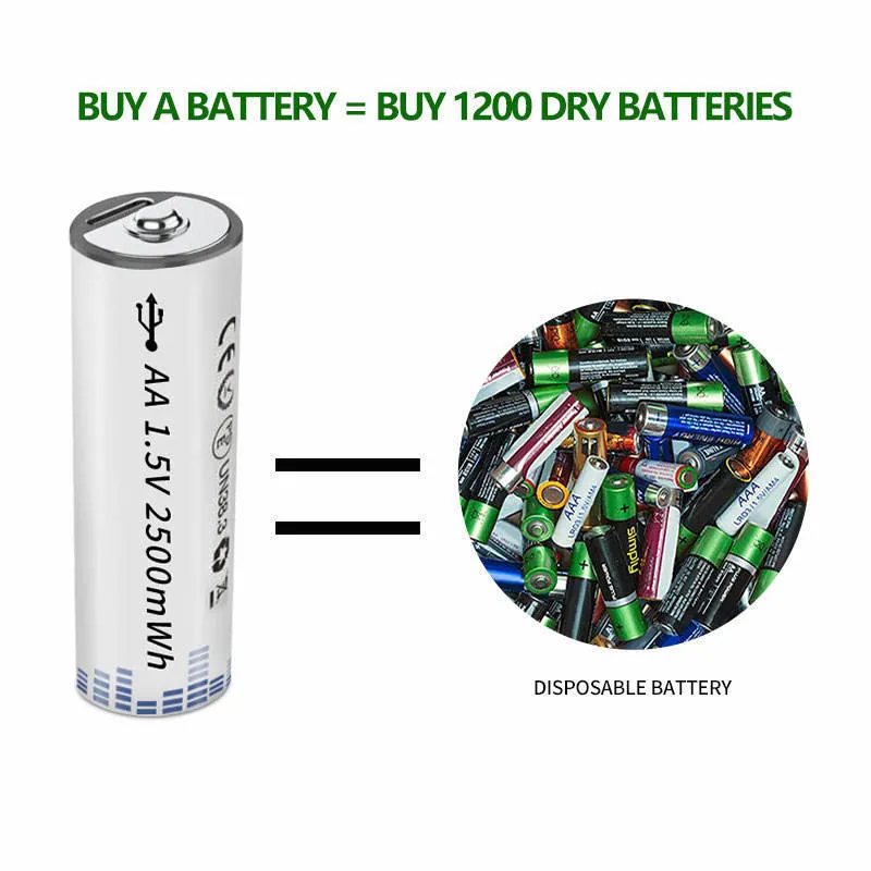 Wiederaufladbare USB-Batterie AA AAA D 1,5V 6000mwh 9000 MWh 10000mwh Wiederaufladbarer Lithium-D-Akku mit USB-Anschluss