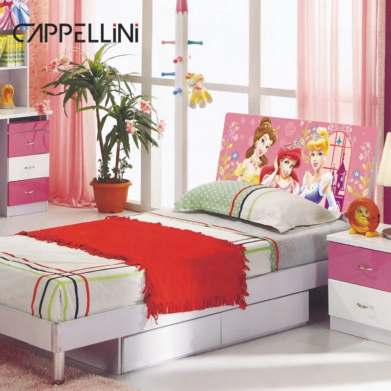 Latest Princess Design Girls Room Wooden Children Bed Desk Bookshelf Wardrobe Set Kids Bedroom Furniture