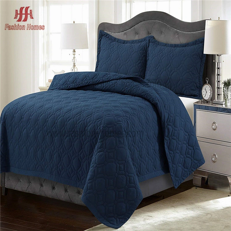 F-2522 Top Grade Embroidery Soft Washed Microfiber Quilt Bedspread Bedding Sets