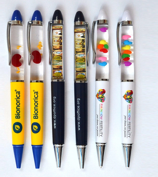 Customized 2 D 3 D Floater Logo Liquid Pen Advertising Balpoint Pen