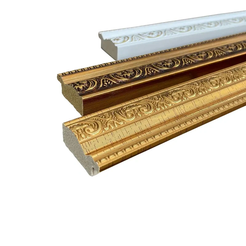 Luxury Gold Color Ceiling Carving Cornice Moulding PU Building Decoration for Sale