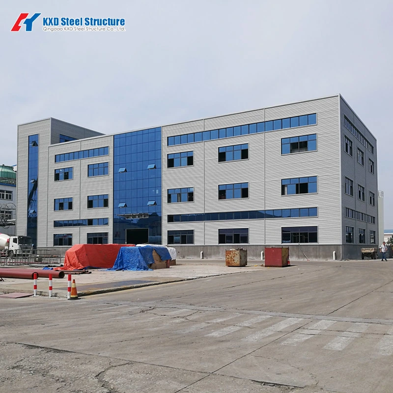 Prefabricated Steel Structure Three Story Office with Parapet Wall