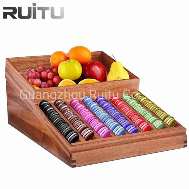 New Wooden Combination Display Stand Creative Large Hotel Solid Wood Fruit Plate Macaron Pastry Bread Box Snack Dessert Server Set Buffet Display Racks