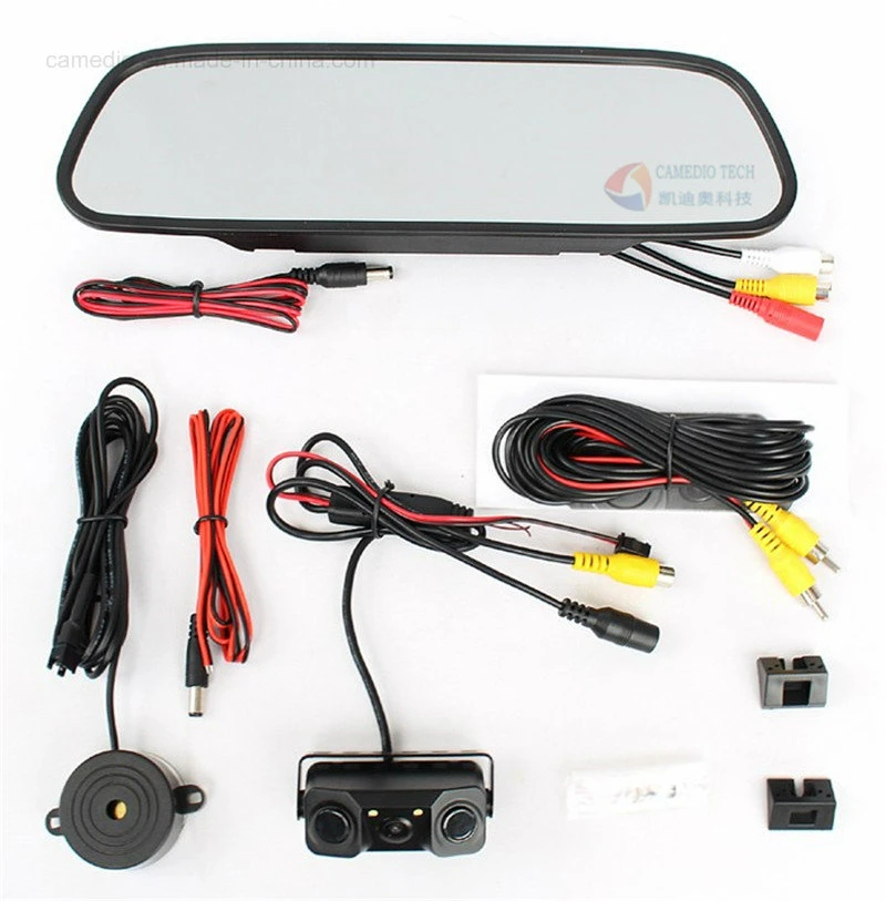 3 In1 Video Parking Sensor Radar with Rear View Camera+4.3inch LCD Rearview Mirror