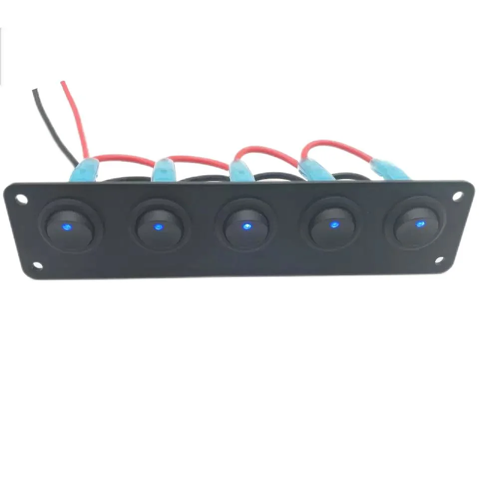 12-24V Car Boat Marine 5 Gang on OFF interruptor basculante Panel con indicador LED