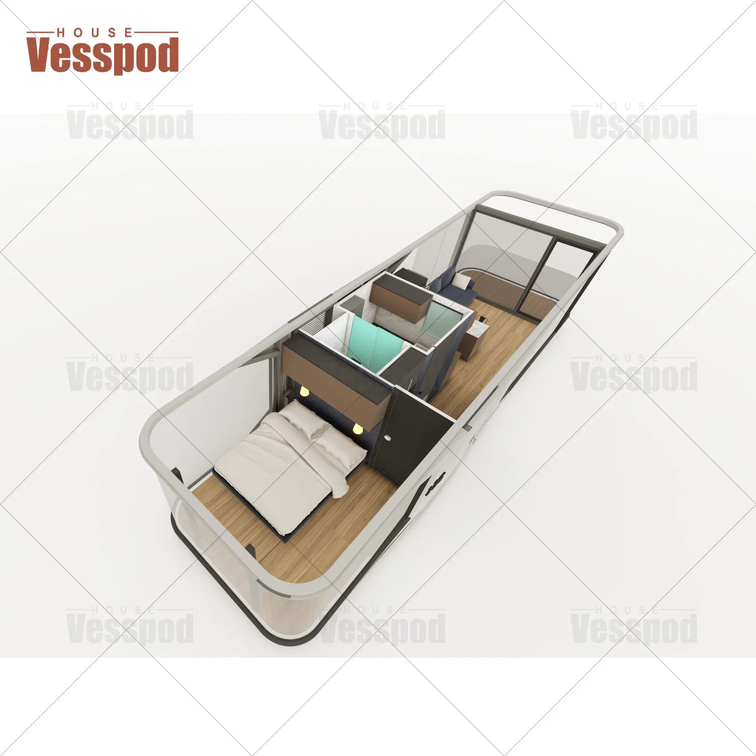 Aluminum Plate External Light Strips Glow Luxurious Container House Capsule House for Living with Balcony Hotel System