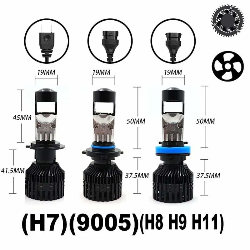 Y9 PRO 20000lm Mini Size Car LED Light Bulb Auto Bi Projector H7 9005 9006 H11 LED Headlight Lens