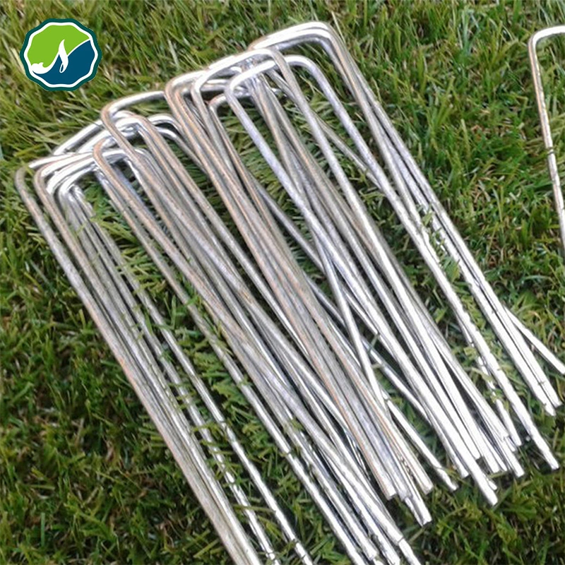 6" 11guage Landscape Fabric U Pins Green Coating Square Head Garden Artificial SOD Staple Grass Peg