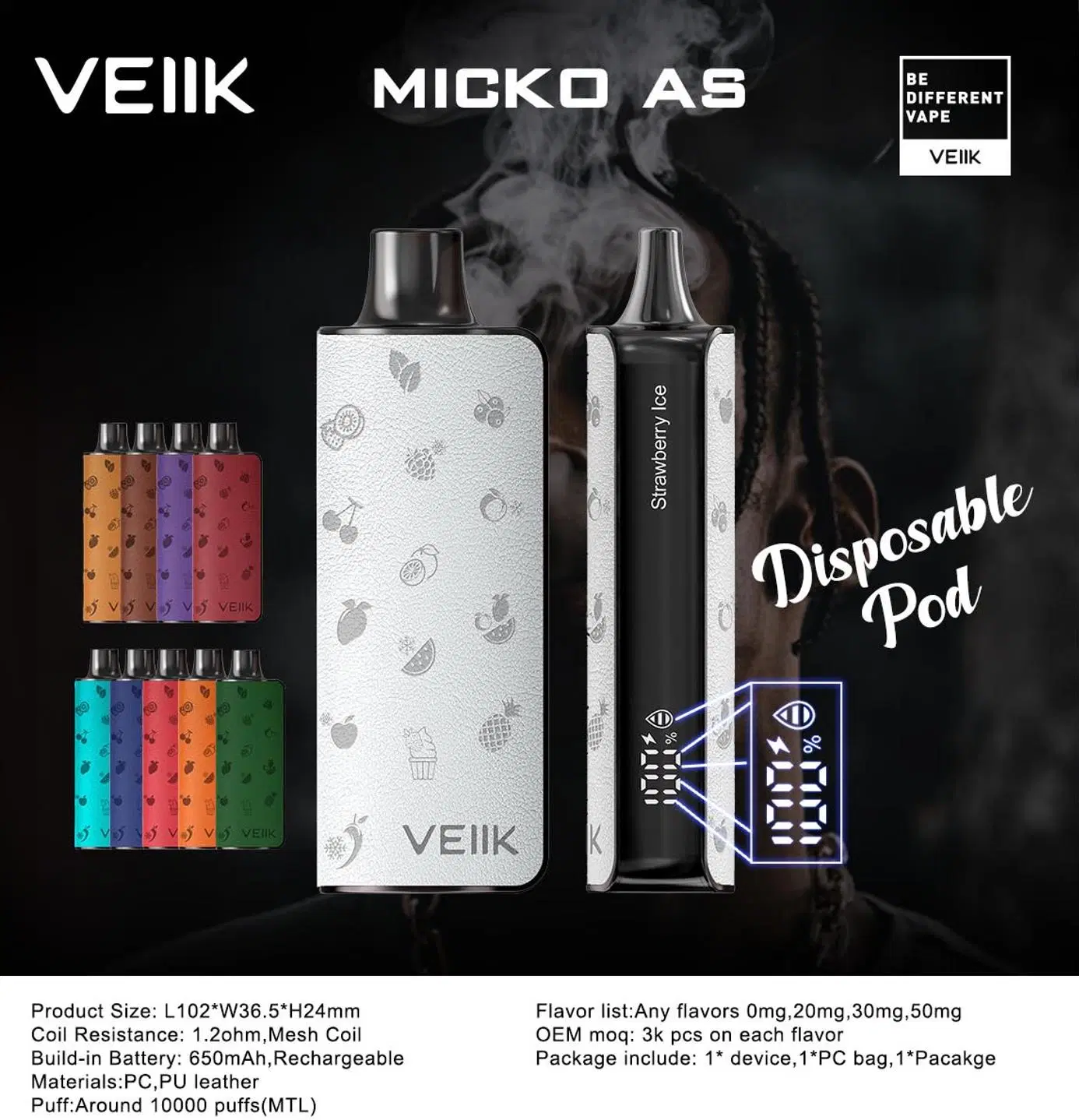 Original Disposable Vape Pen 10000 Puffs Micko AS Vape Puff Bar Electronic Cigarette