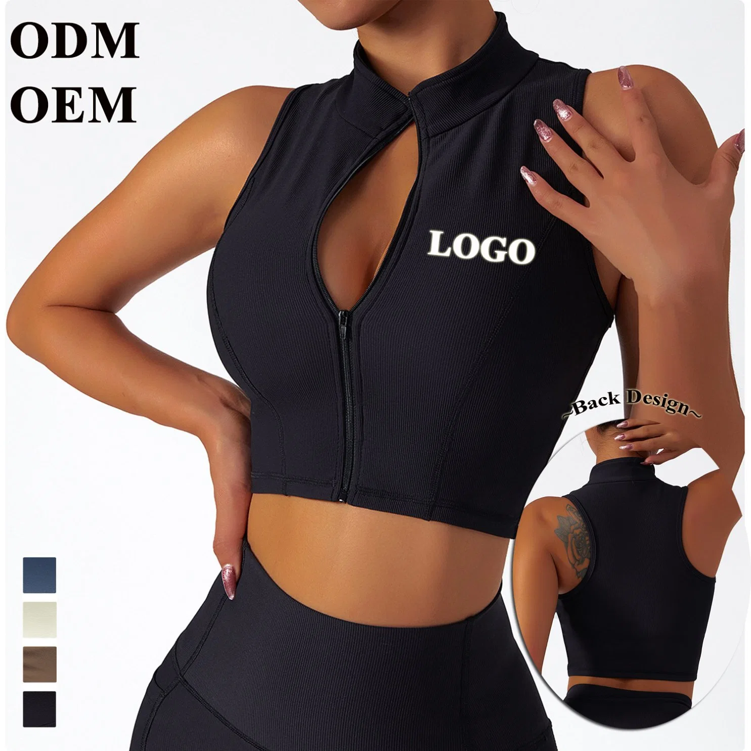 Women Athletic Zip Vest Running Yoga Tops High Neck Sleeveless Shirts Sports Top Fitness Women Workout Tops Sports Wear