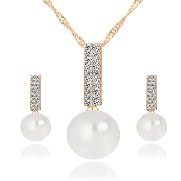 Or 18k Dimond bijoux Set Pearl 925 Sterling Silver