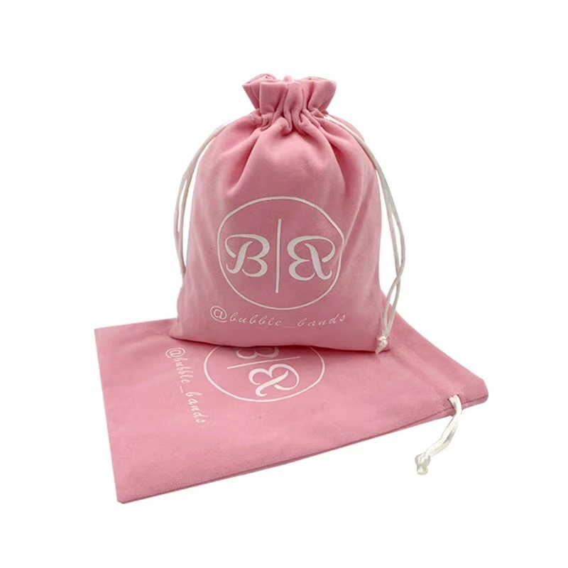 Großhandel Fabrik Rosa Samt Storage-Paket Tasche für Geschenk Promotional Tasche Samt Werbetasche Wiederverwendbare Schmuck Geschenktasche mit Logo