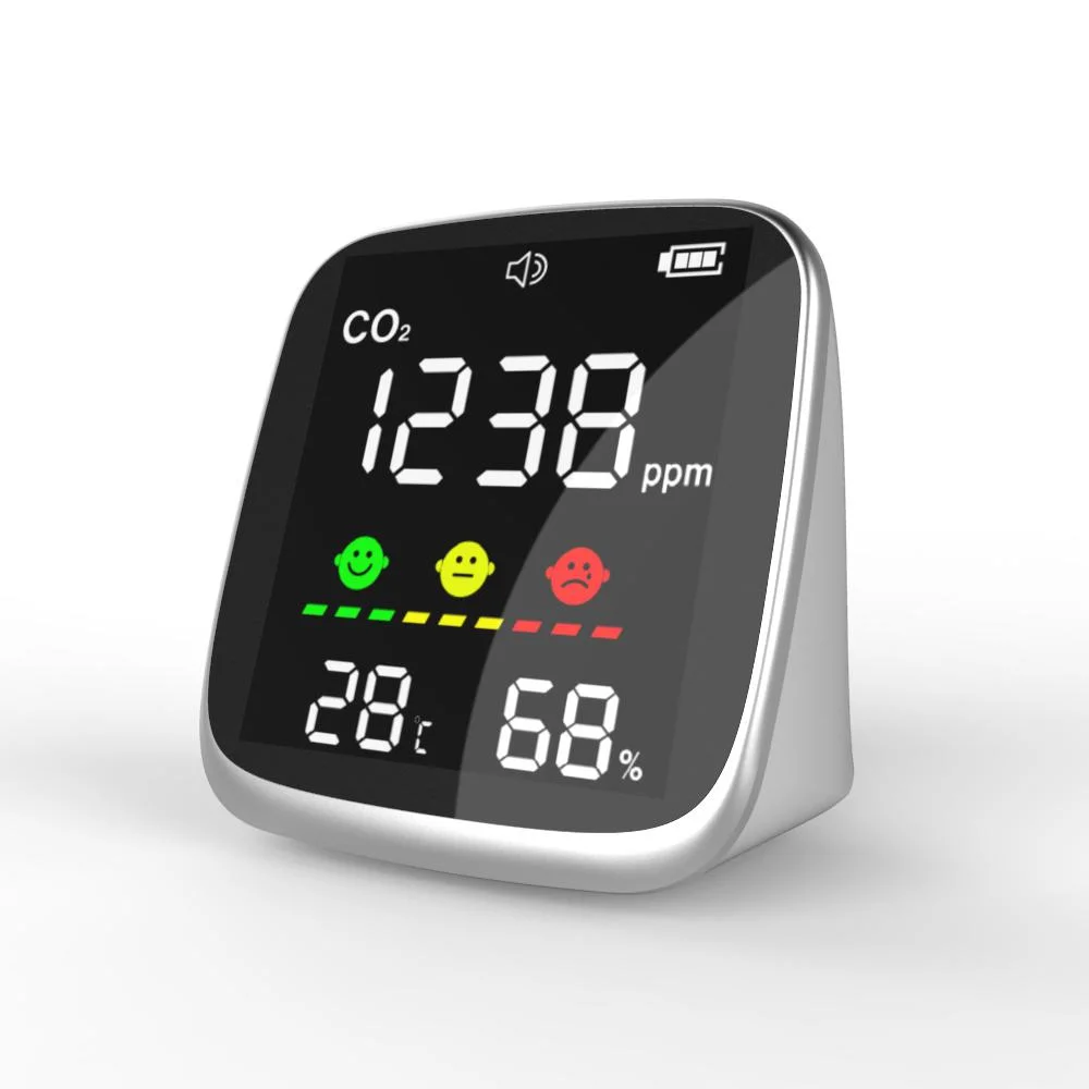 Medidor de temperatura y humedad de sobremesa Mini CO2 Detector excediendo el límite Alarma
