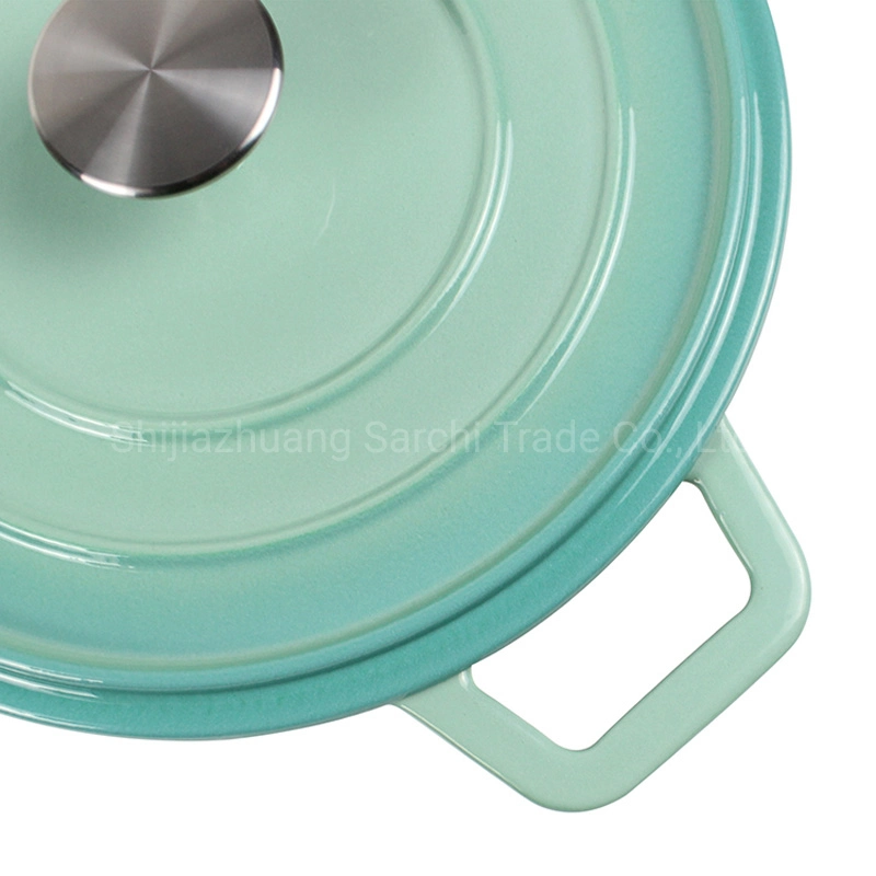 Turquoise Colorful Dutch Oven Enameled Cast Iron Stock Pot 3.9qt