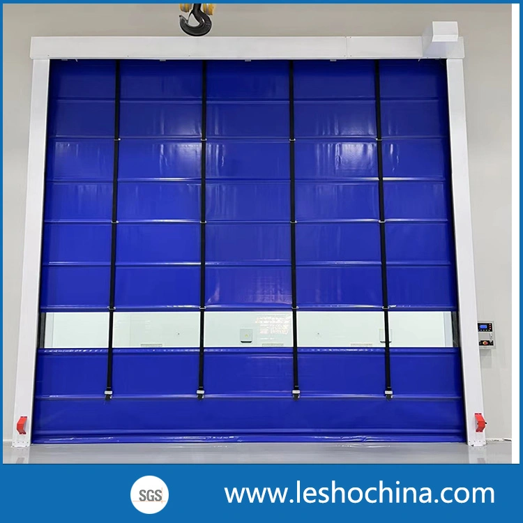 Large Size Industrial Automatic Wind Resistant PVC Fabric Rapid Roller Fast Fold up High Speed Stacking Quick Roll up Door for Warehouse