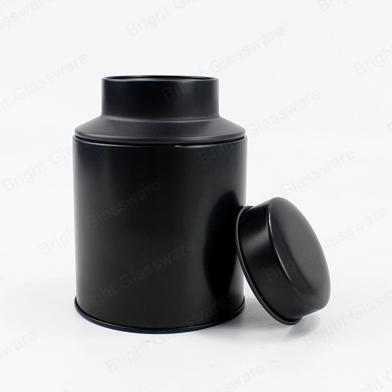 Customize Design Matte Black 1.5L Tin Metal Containers with Lids