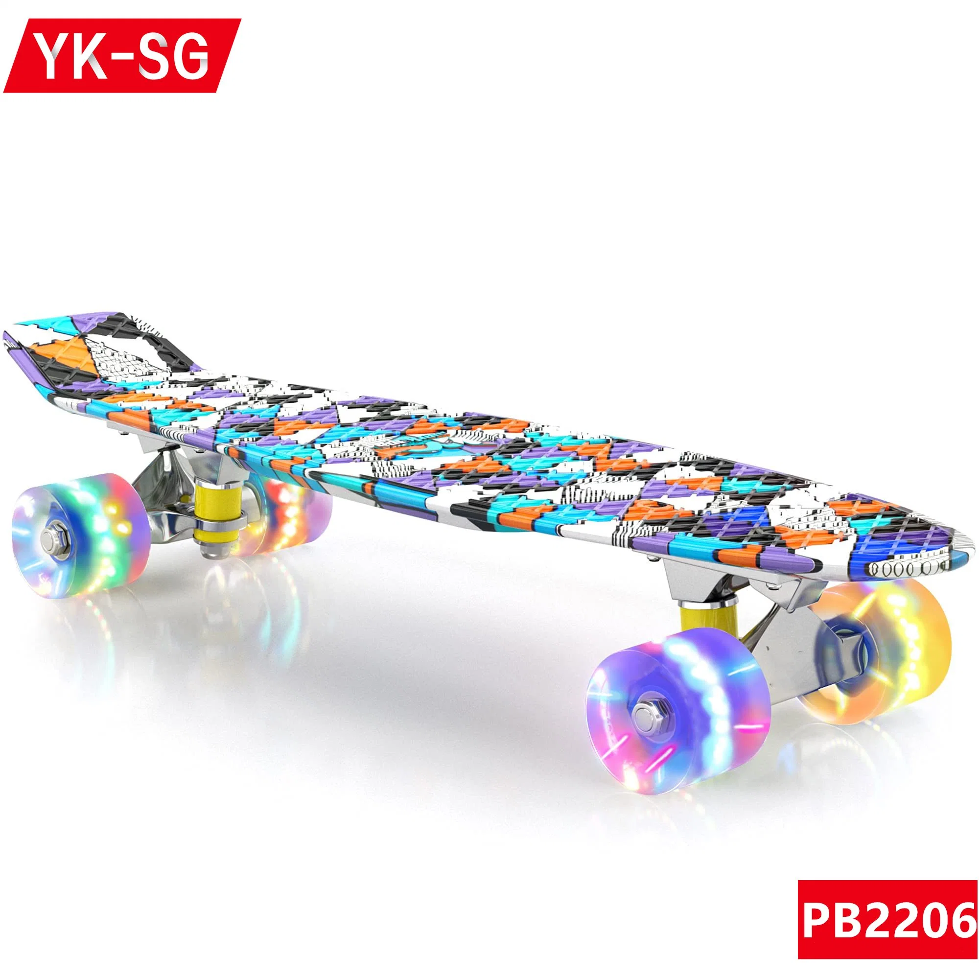 22 Inch Transparent LED Shining PP Plastic Skateboard with Four Wheels Fish Board