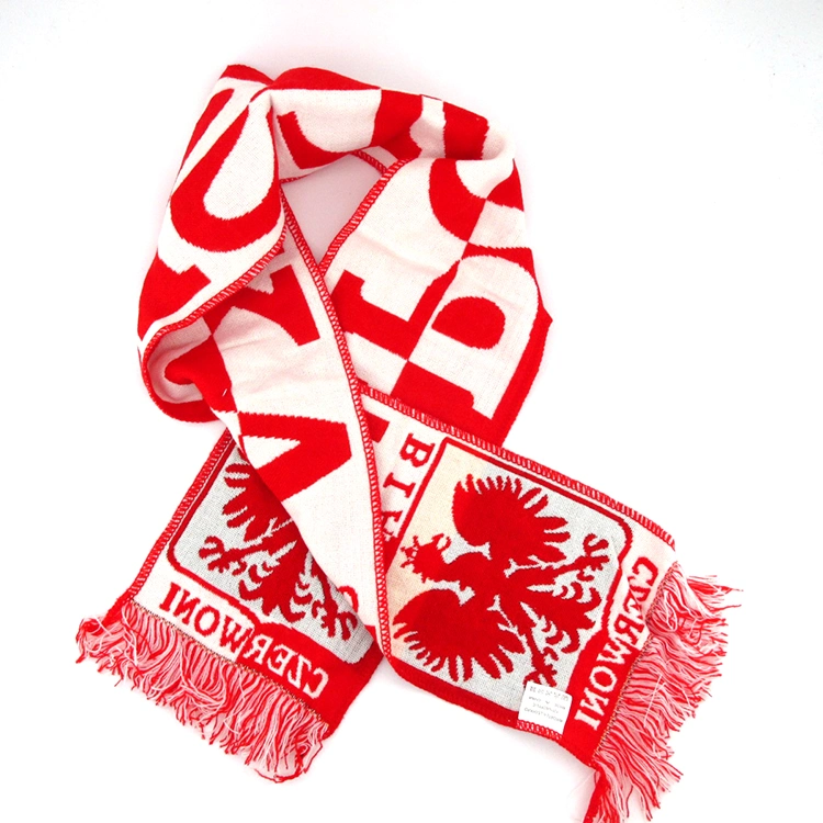 Acrylic Woven Jacquard Football Team Scarf with Poland Polska National Club Logo