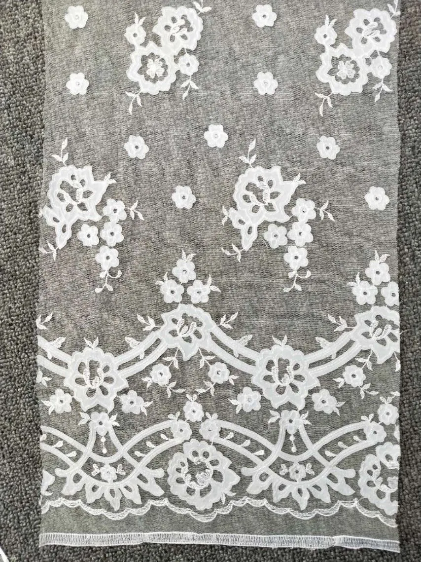 Fashion White Tull Embroidery Lace for Wedding Dress