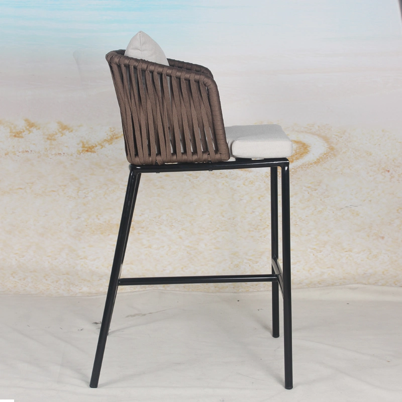 Leisure Metal Frame Rope Weaving Bistro Bar Chair Outdoor Furniture