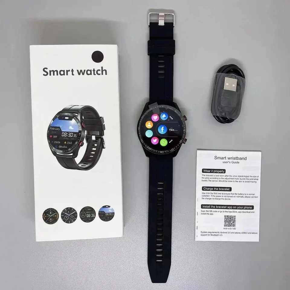 ECG PPG para homem SmartWatch New Blood Sugar Smart Watch para homem SmartWatch Et440 Monitor de ritmo cardíaco de pressão arterial Assista a dispositivos de mão Wearable Health